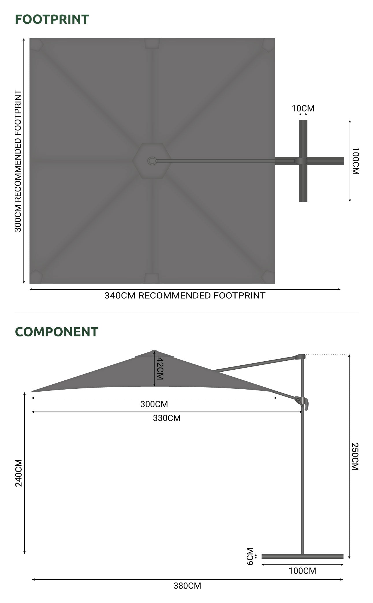 Genesis Cantilever Parasol - 3m Square - Grey