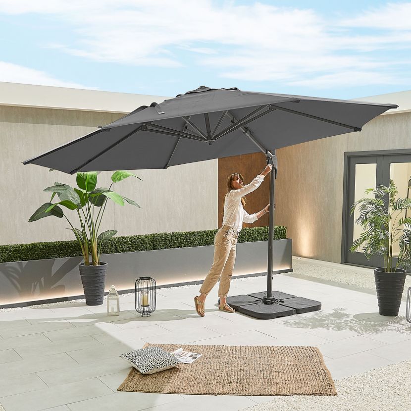 Genesis Cantilever Parasol - 3.5m Round - Grey