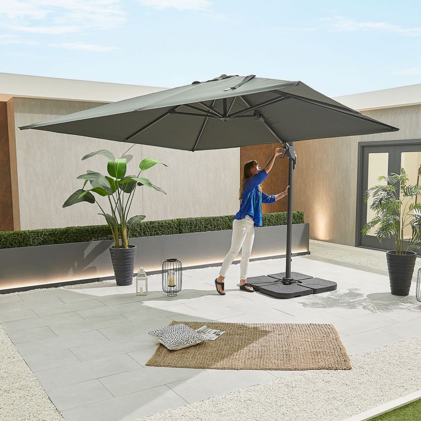 Genesis Cantilever Parasol - 3m Square - Grey