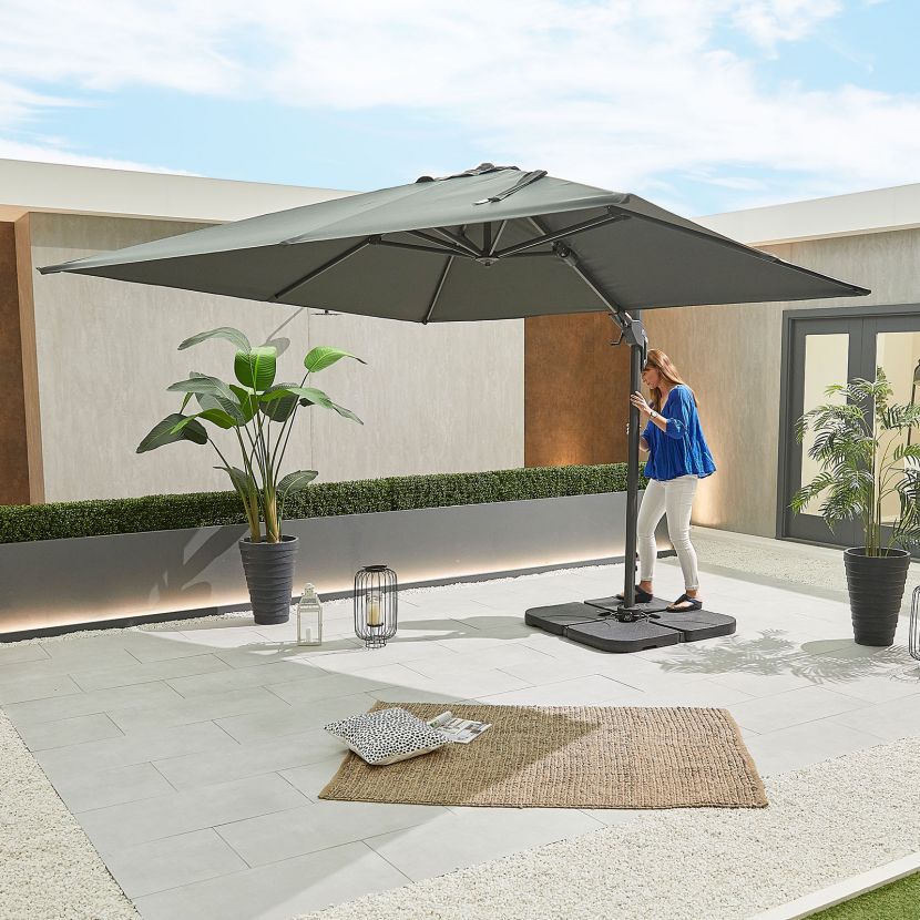 Genesis Cantilever Parasol - 3m Square - Grey