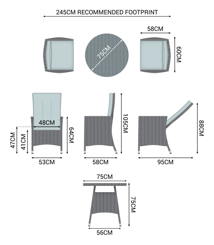 Ruxley 2 Seat Bistro Set