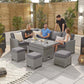 Ciara Left Hand Casual Dining Corner Sofa Set With Rising Table & Parasol Hole
