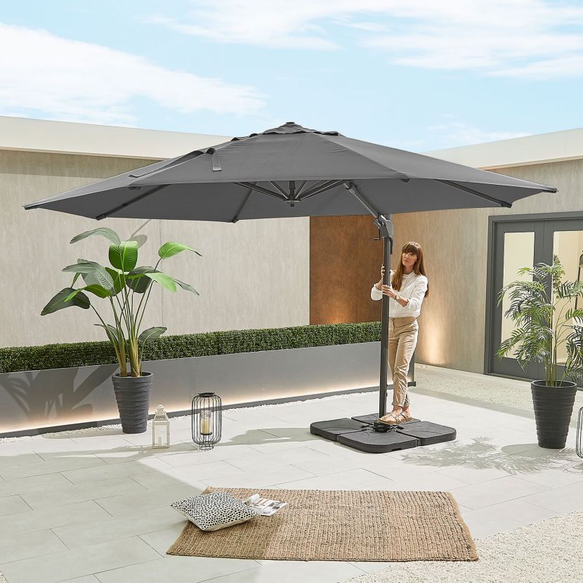 Genesis Cantilever Parasol - 3.5m Round - Grey