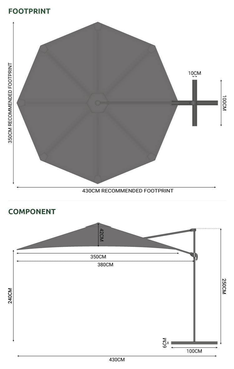 Genesis Cantilever Parasol - 3.5m Round - Grey