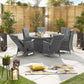 Ruxley 6 Seat Oval Rattan Garden Dining Set  with Fire Pit - Grey