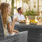 Ruxley 6 Seat Oval Rattan Garden Dining Set  with Fire Pit - Grey