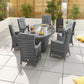 Ruxley 6 Seat Oval Rattan Garden Dining Set  with Fire Pit - Grey