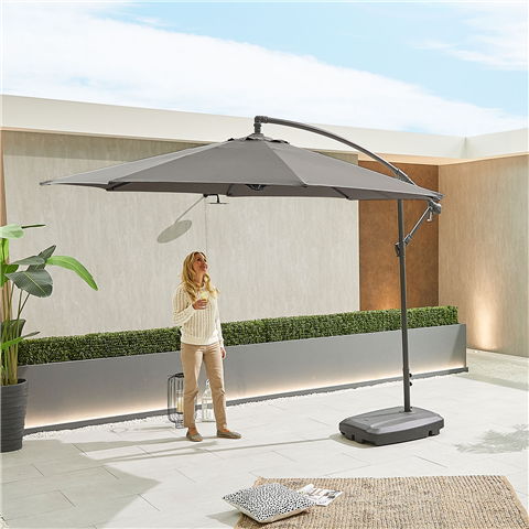 Barbados Cantilever Parasol - 3m Round - Grey