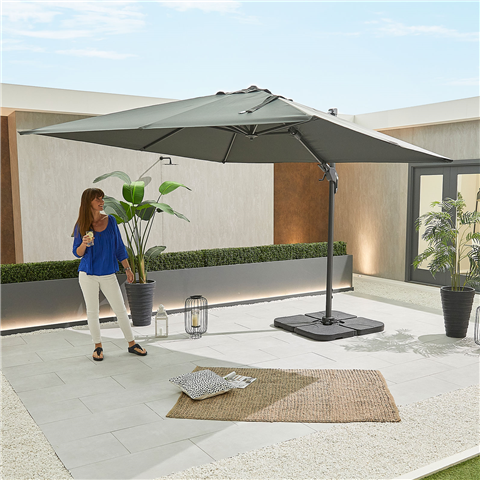 Genesis Cantilever Parasol - 3m Square - Grey